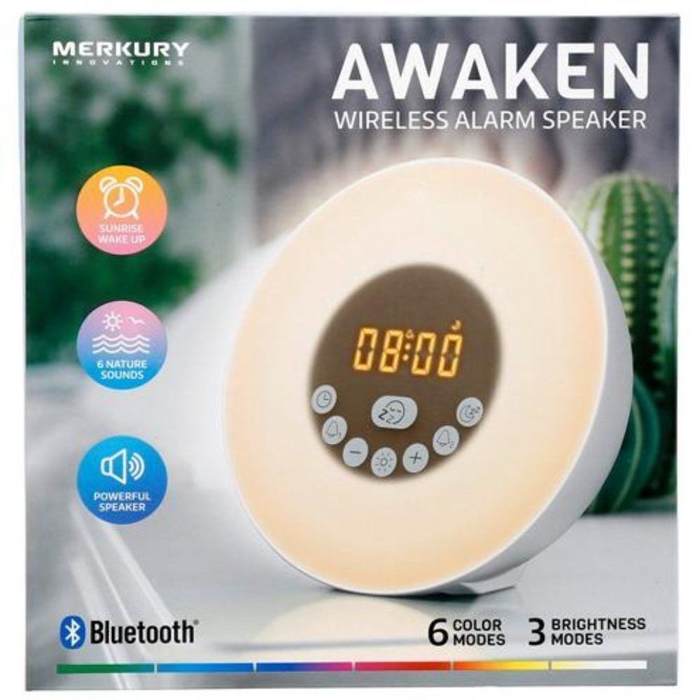 Merkury Awaken Wireless Sunrise Wake Up Alarm Powerful Speaker